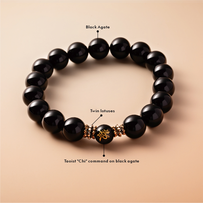 Bracelet For Water Element Gentle & Balance Energy - Black Agate