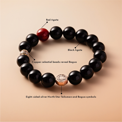 Bracelet For Water Element Amplified Energy - Black Agate & Red Agate