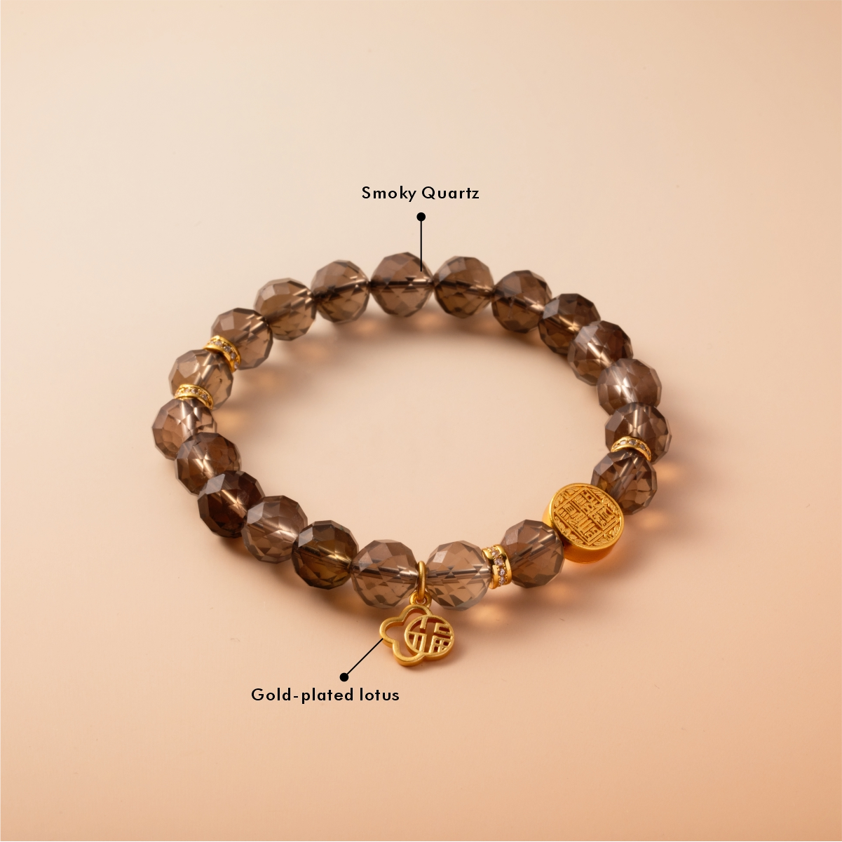Bracelet For Water Element Gentle & Balance Energy - Smoky Quartz