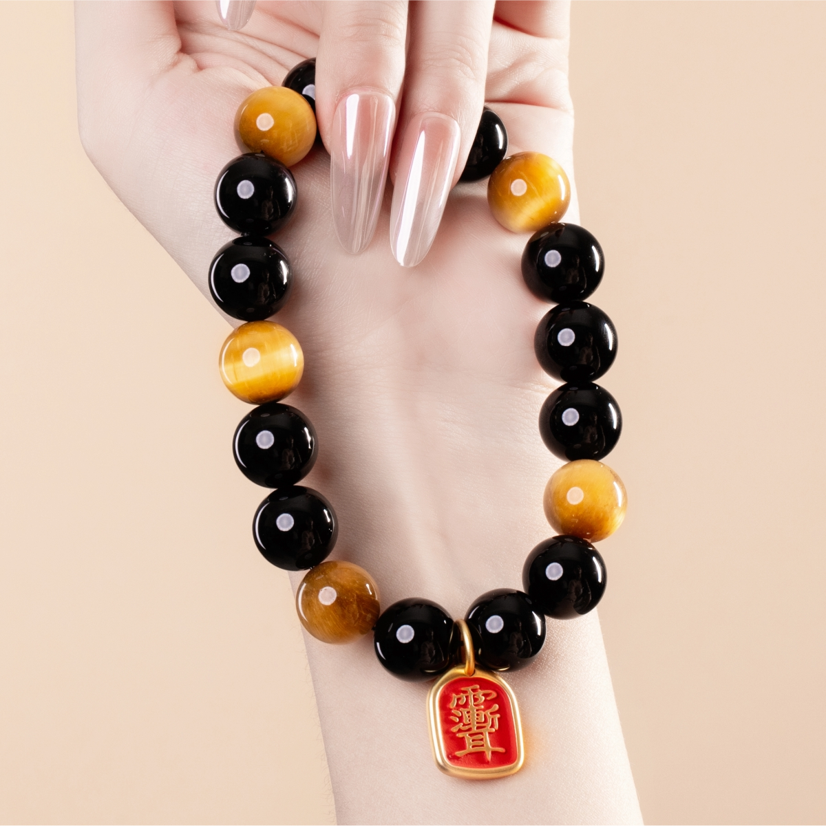 Bracelet For Water Element Amplified Energy - Black Agate & Golden Tiger’s Eye