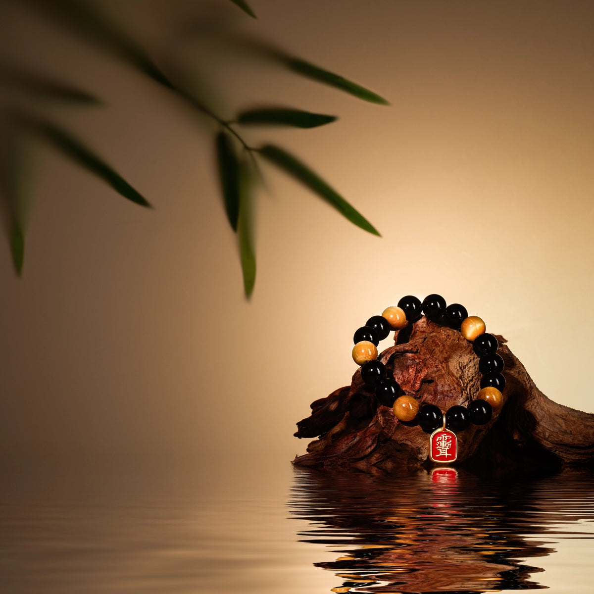 Bracelet For Water Element Amplified Energy - Black Agate & Golden Tiger’s Eye