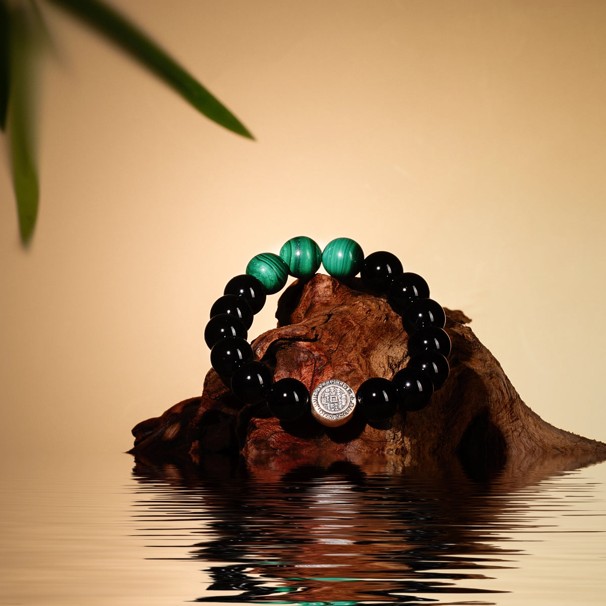 Bracelet For Water Element Amplified Energy - Black Agate & Malachite