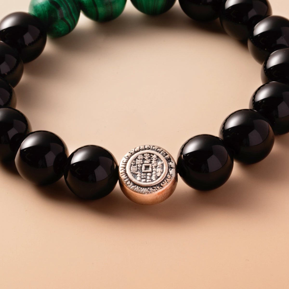 Bracelet For Water Element Amplified Energy - Black Agate & Malachite