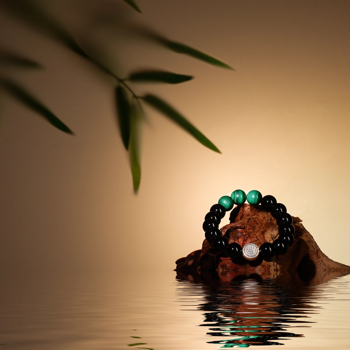 Bracelet For Water Element Amplified Energy - Black Agate & Malachite