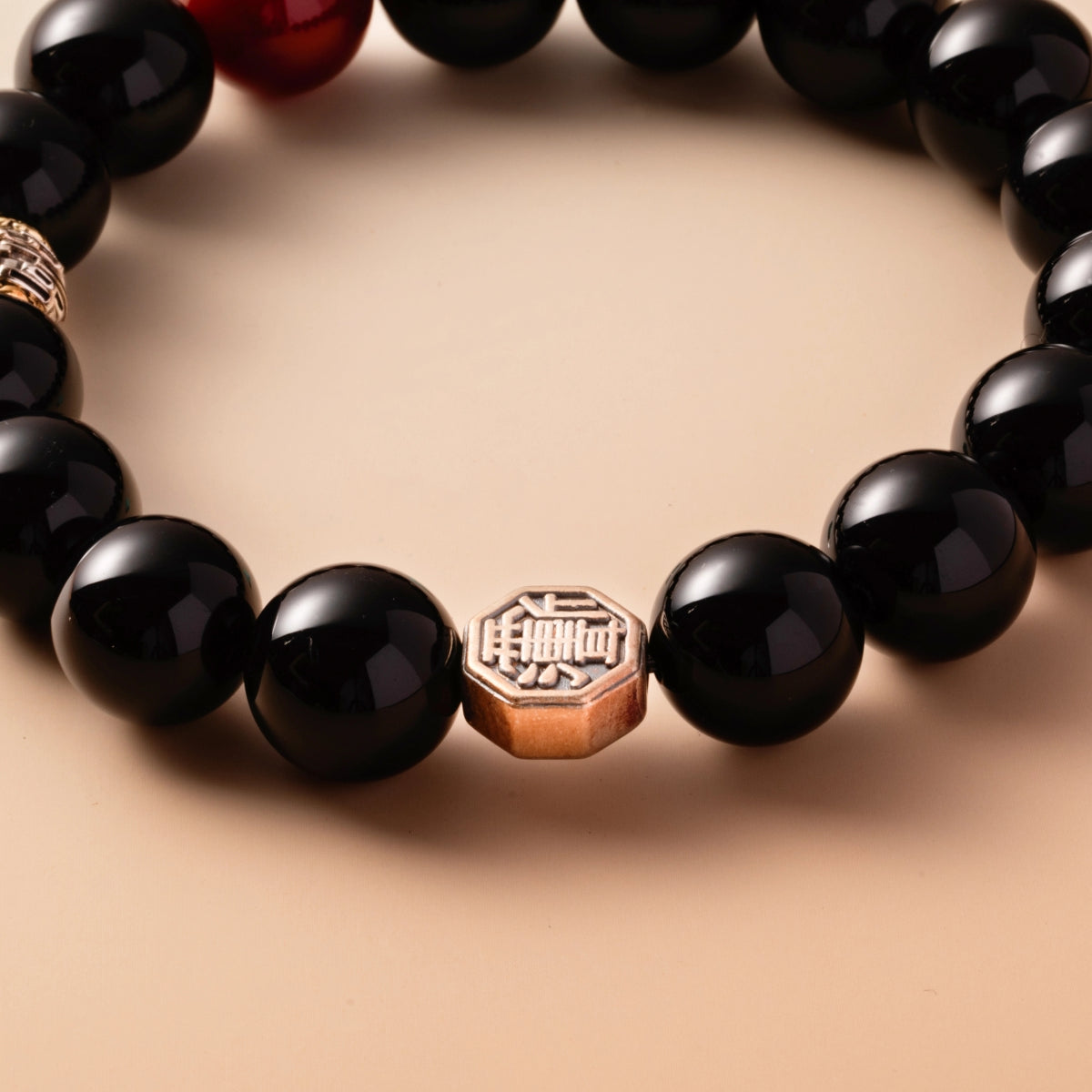 Bracelet For Water Element Amplified Energy - Black Agate & Red Agate
