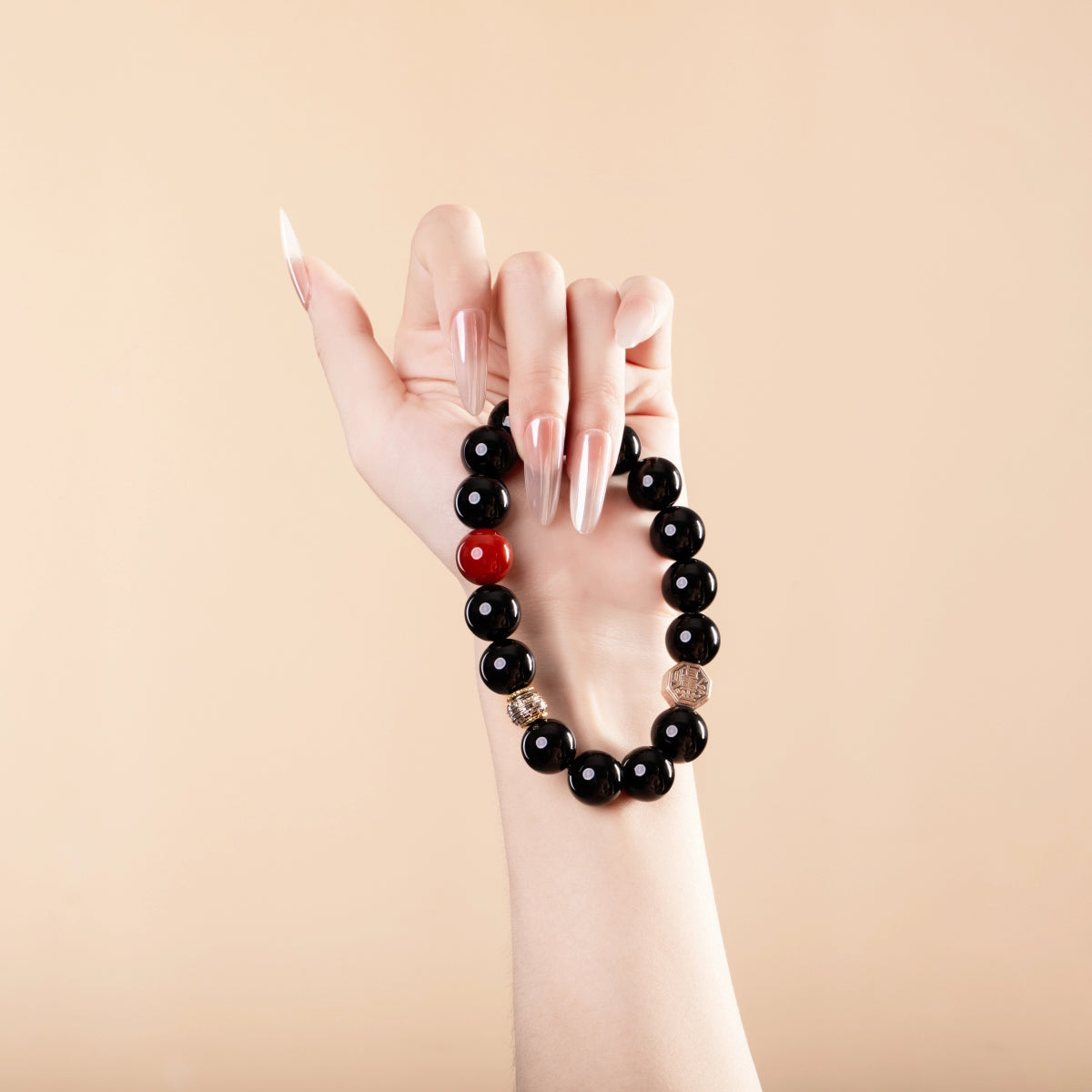 Bracelet For Water Element Amplified Energy - Black Agate & Red Agate