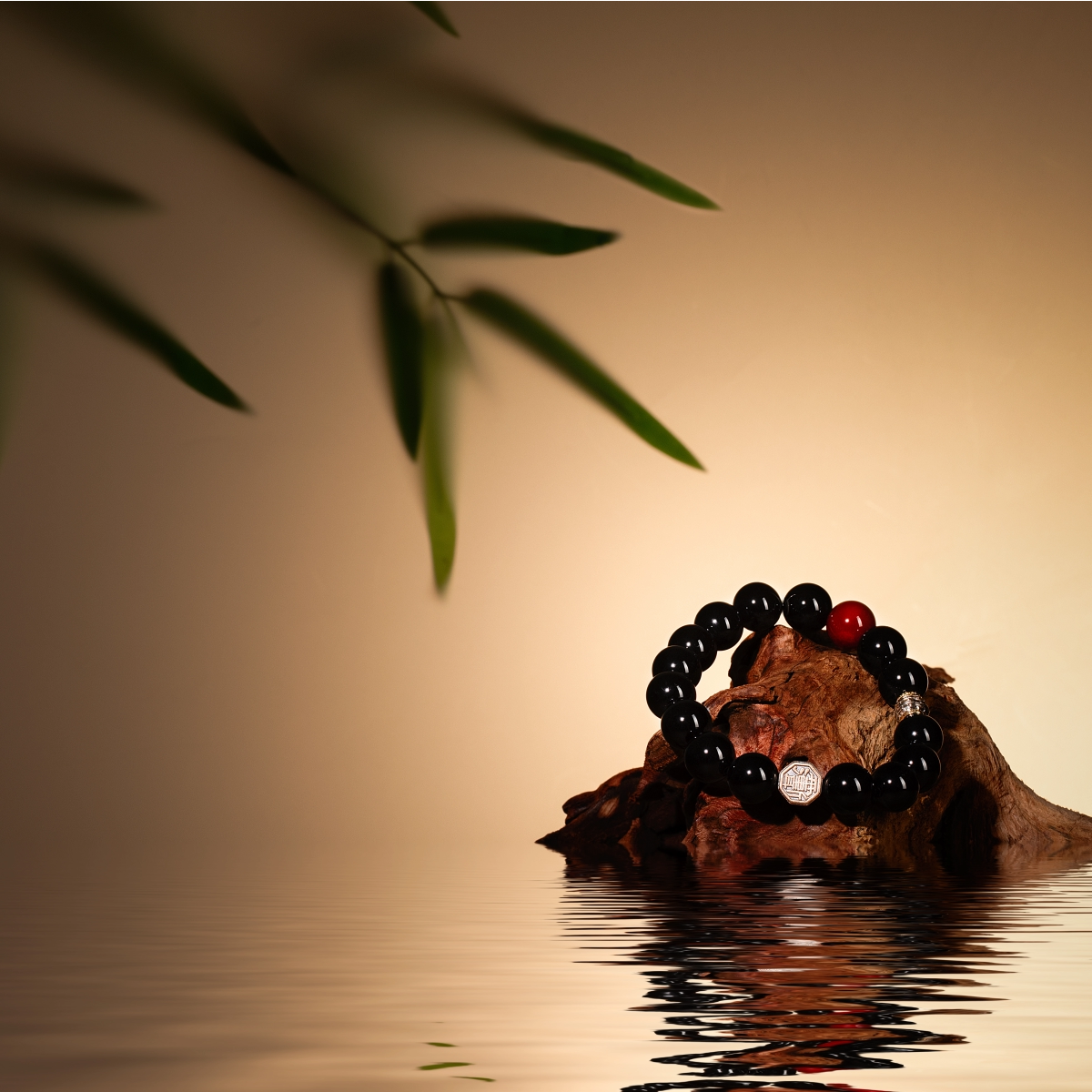 Bracelet For Water Element Amplified Energy - Black Agate & Red Agate
