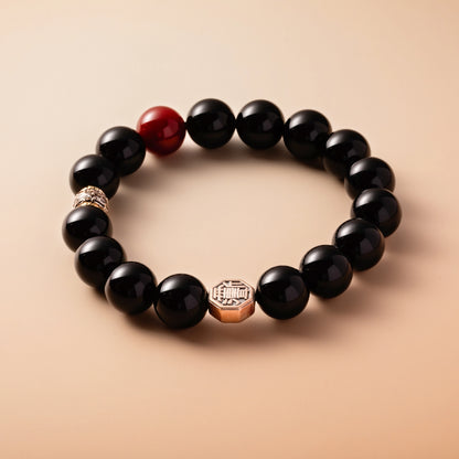 Bracelet For Water Element Amplified Energy - Black Agate & Red Agate
