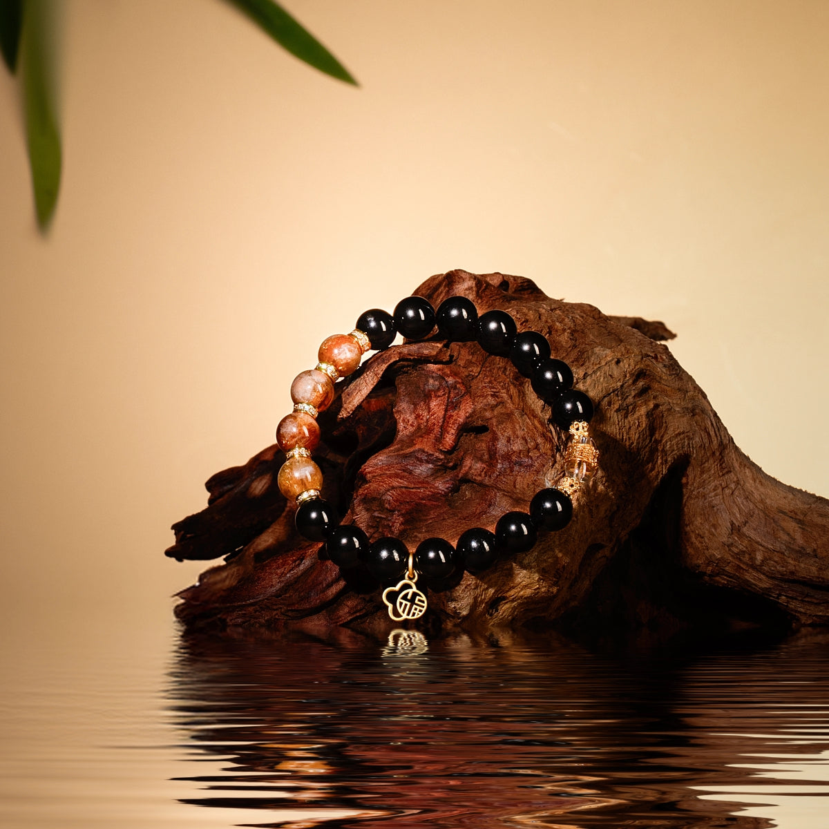Bracelet For Water Element Amplified Energy - Jet & Citrine & Clear Quartz