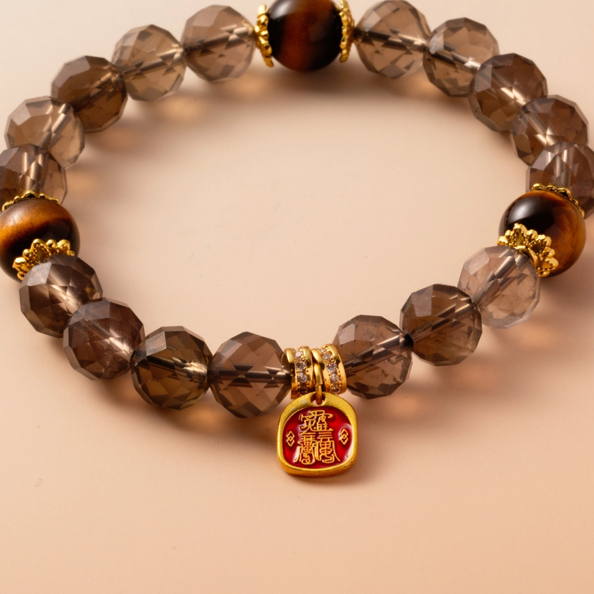 Bracelet For Water Element Amplified Energy - Smoky Quartz & Golden Tiger’s Eye
