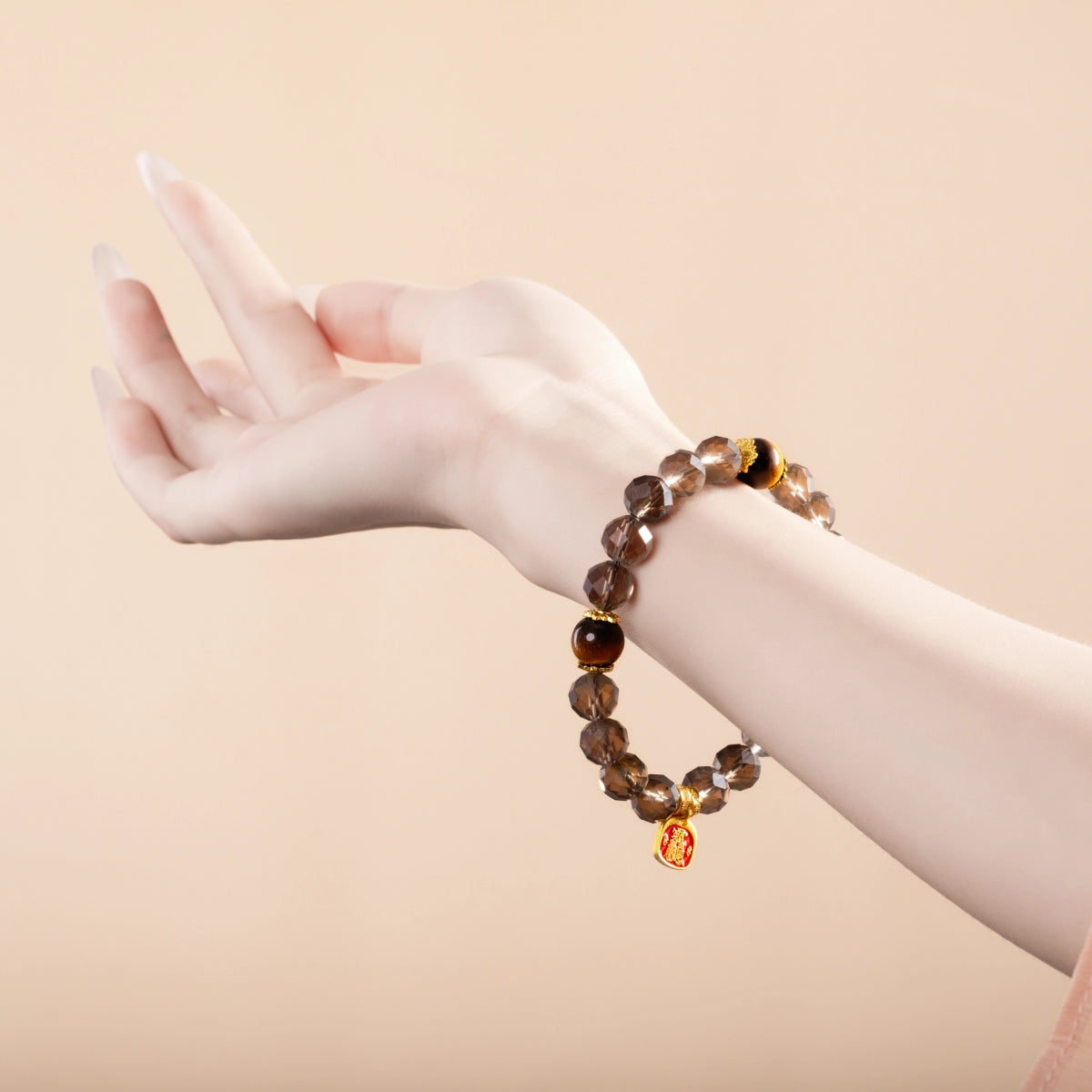 Bracelet For Water Element Amplified Energy - Smoky Quartz & Golden Tiger’s Eye