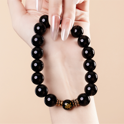 Bracelet For Water Element Gentle & Balance Energy - Black Agate