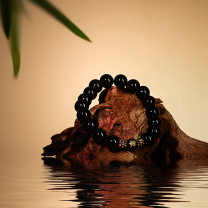 Bracelet For Water Element Gentle & Balance Energy - Black Agate
