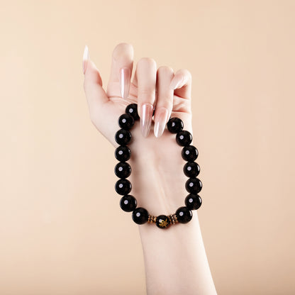 Bracelet For Water Element Gentle & Balance Energy - Black Agate