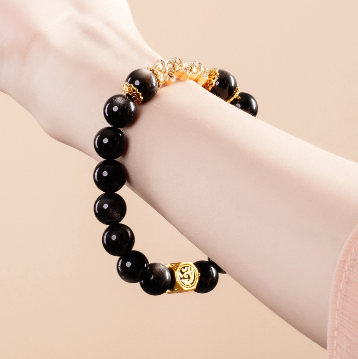 Bracelet For Water Element Gentle/Balance Energy- Black Obsidian