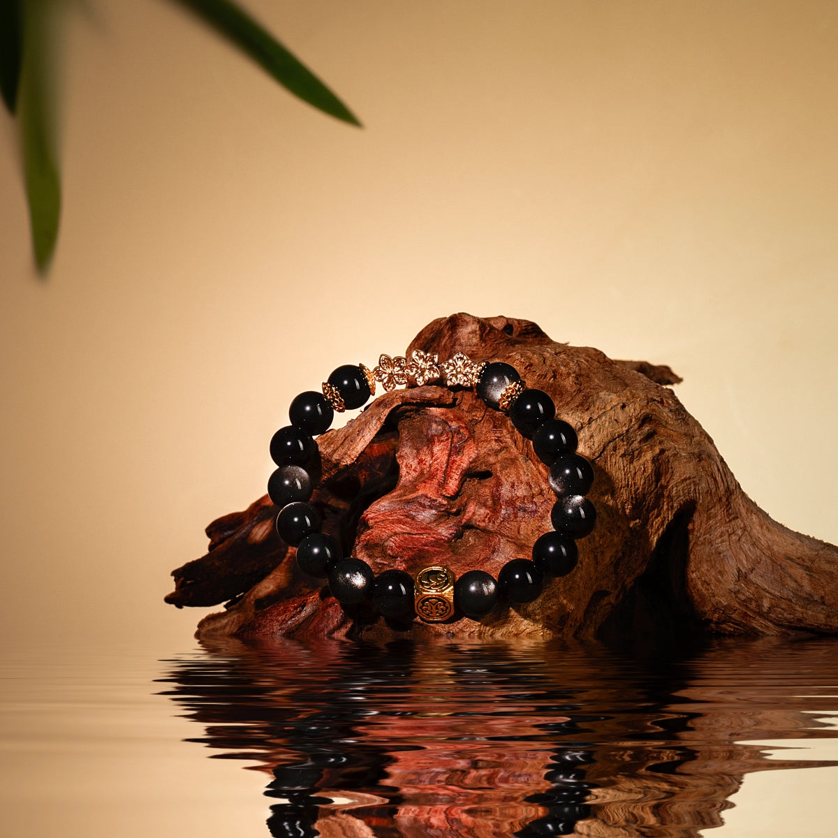 Bracelet For Water Element Gentle/Balance Energy- Black Obsidian