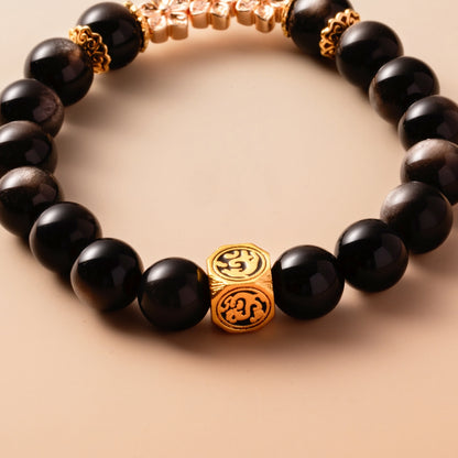 Bracelet For Water Element Gentle/Balance Energy- Black Obsidian