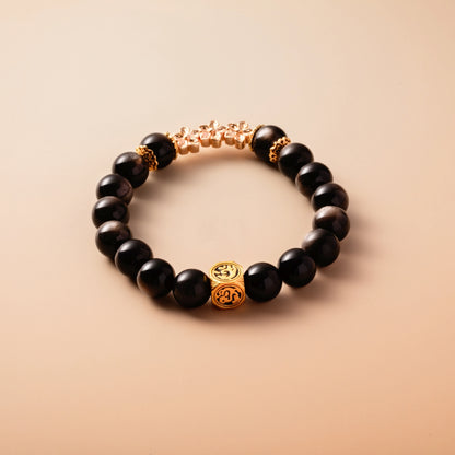 Bracelet For Water Element Gentle/Balance Energy- Black Obsidian