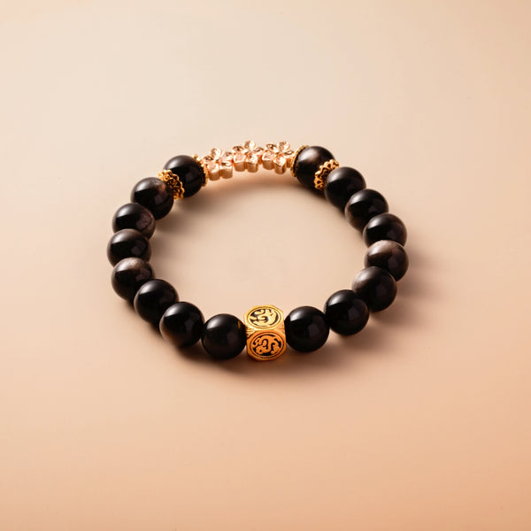 Bracelet For Water Element Gentle/Balance Energy- Black Obsidian