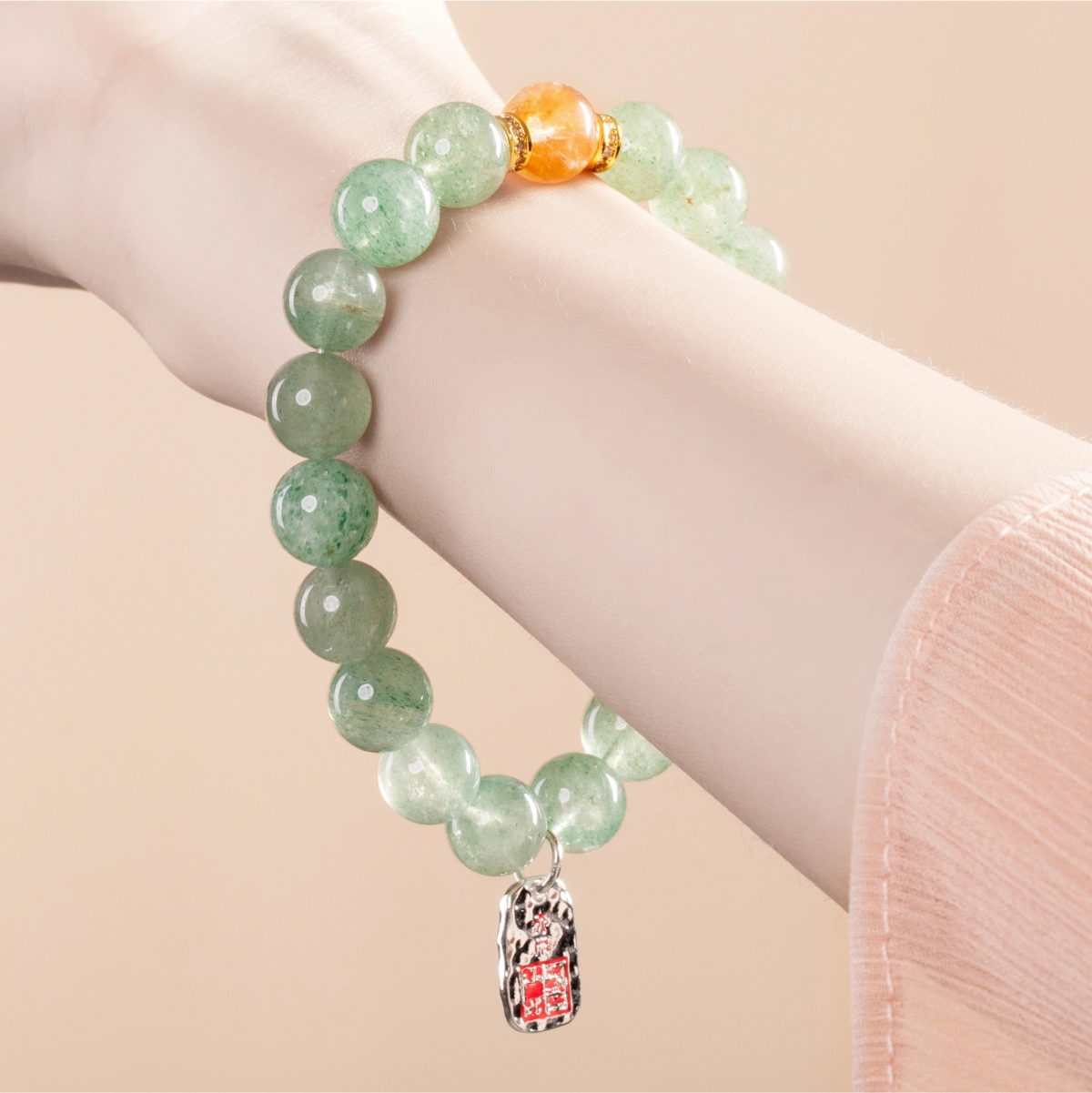 Bracelet For Wood Element Amplified Energy - Green Quartz & Citrine