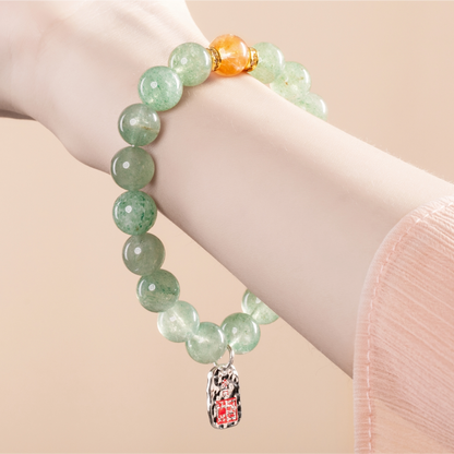 Bracelet For Wood Element Amplified Energy - Green Quartz & Citrine