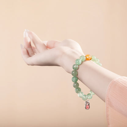 Bracelet For Wood Element Amplified Energy - Green Quartz & Citrine