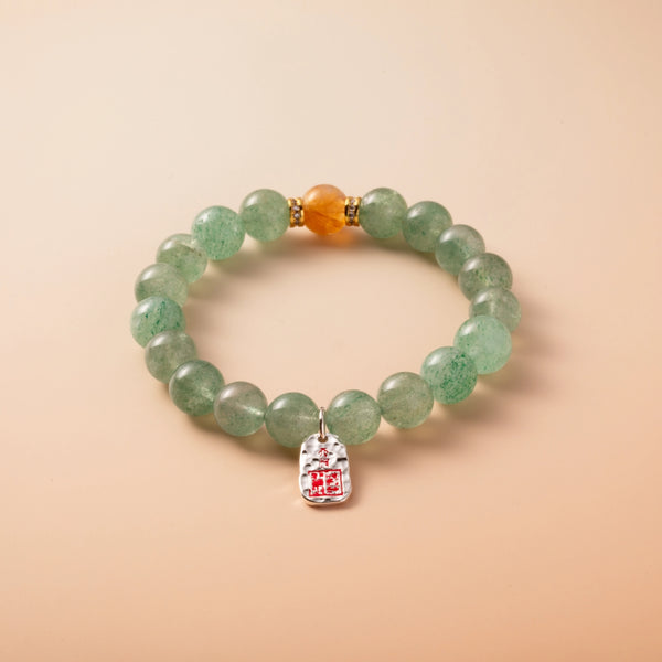 Bracelet For Wood Element Amplified Energy - Green Quartz & Citrine