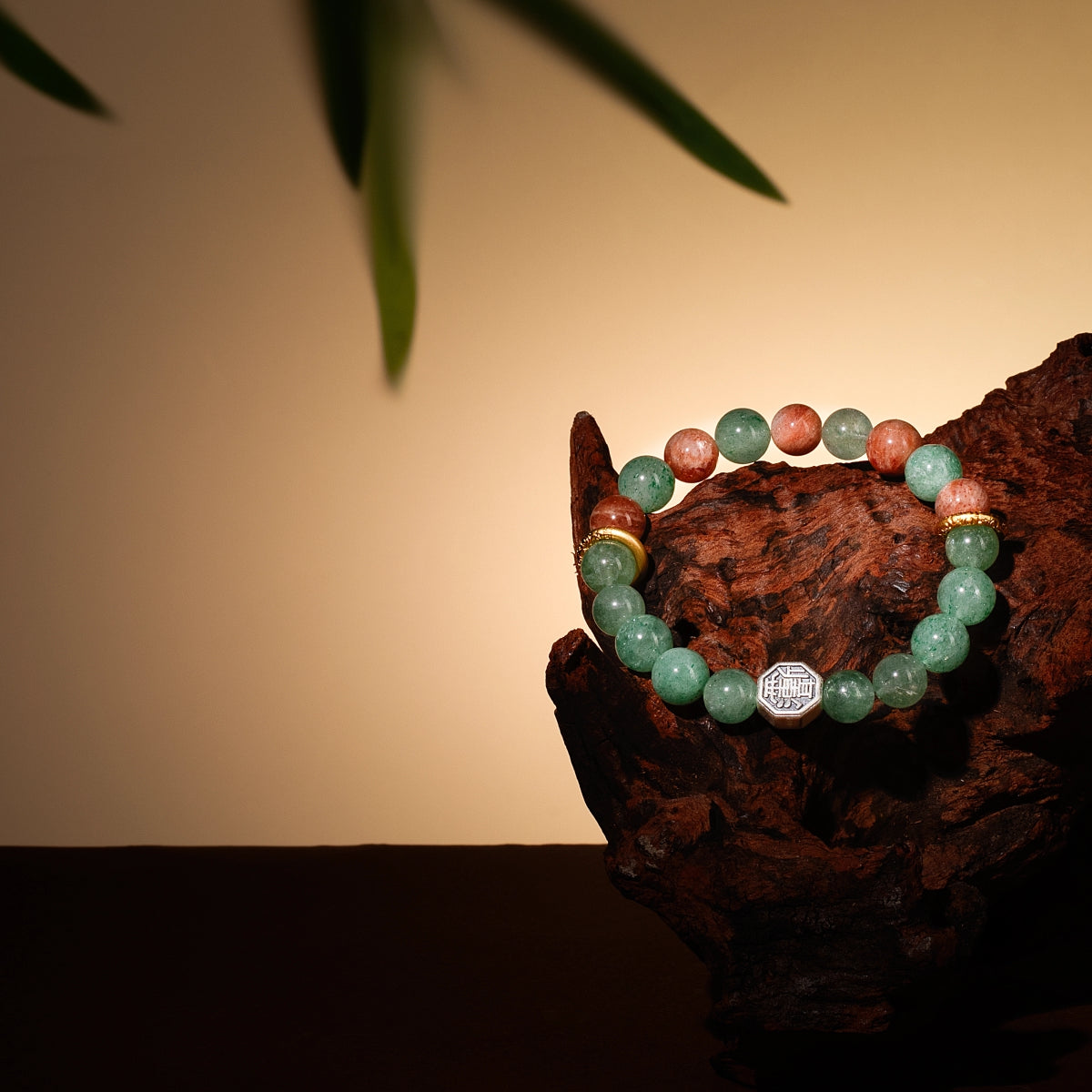 Bracelet For Wood Element Amplified Energy - Green Quartz & Sunstone