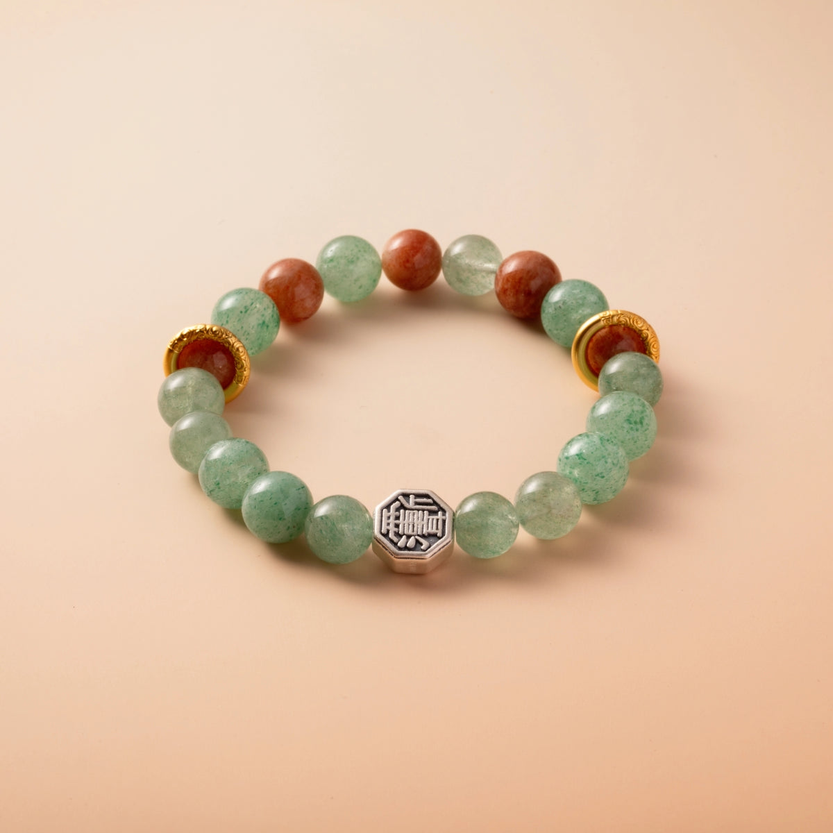 Bracelet For Wood Element Amplified Energy - Green Quartz & Sunstone