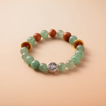 Bracelet For Wood Element Amplified Energy - Green Quartz & Sunstone