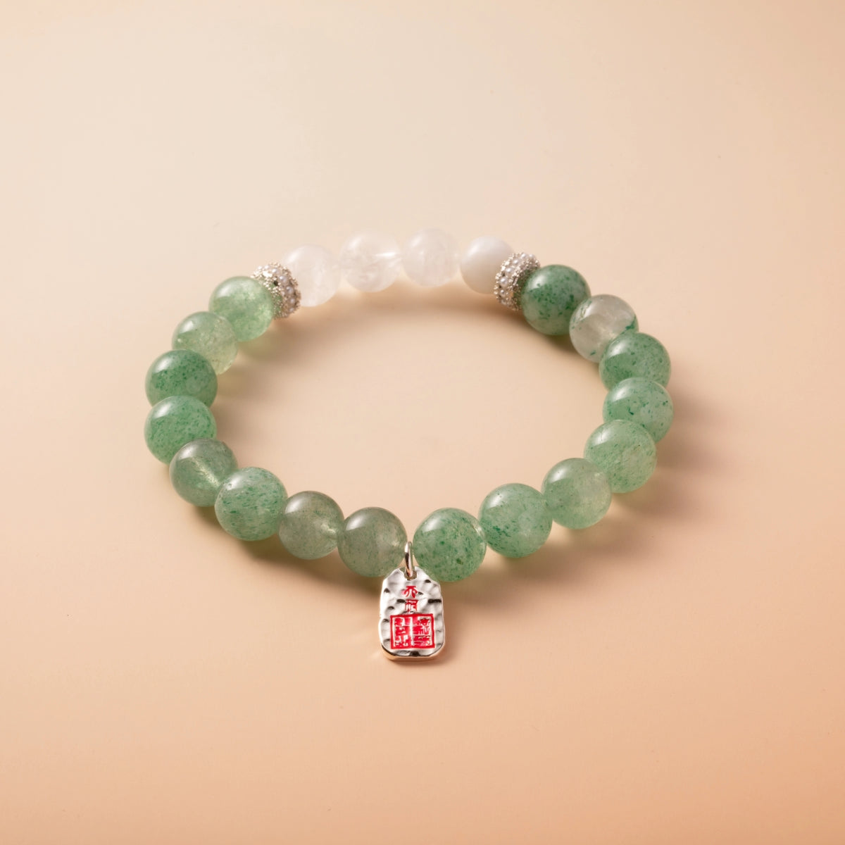 Bracelet For Wood Element Amplified Energy - Green Quartz & White Phantom Quartz