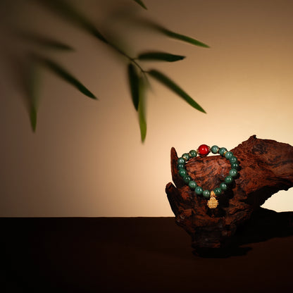 Bracelet For Wood Element Amplified Energy - Jadeite & Red Agate