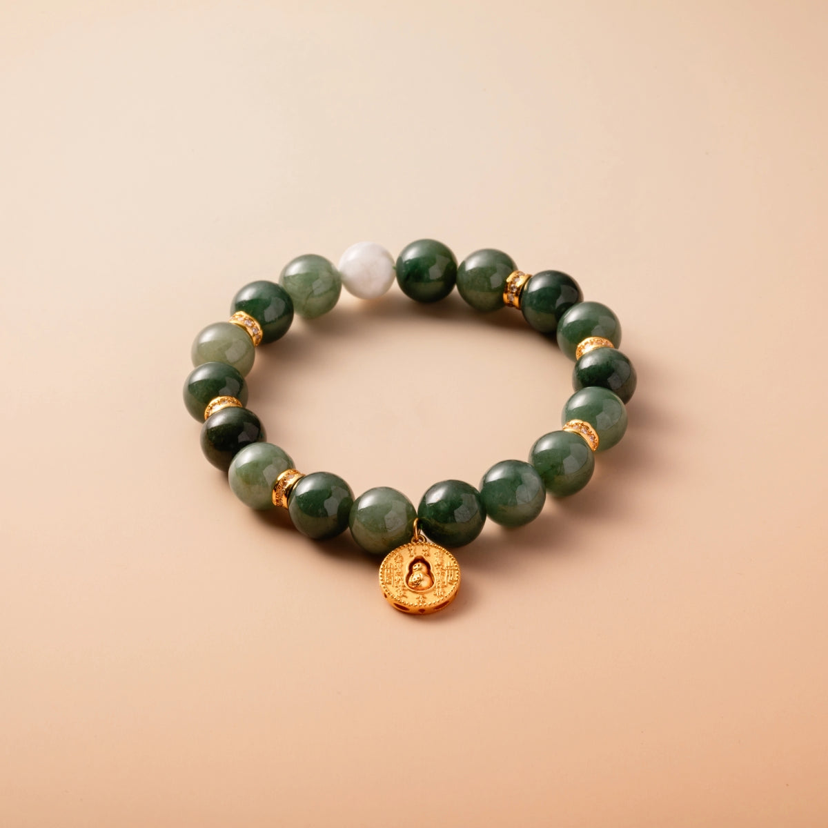 Bracelet For Wood Element Amplified Energy - Jadeite & White Phantom Quartz