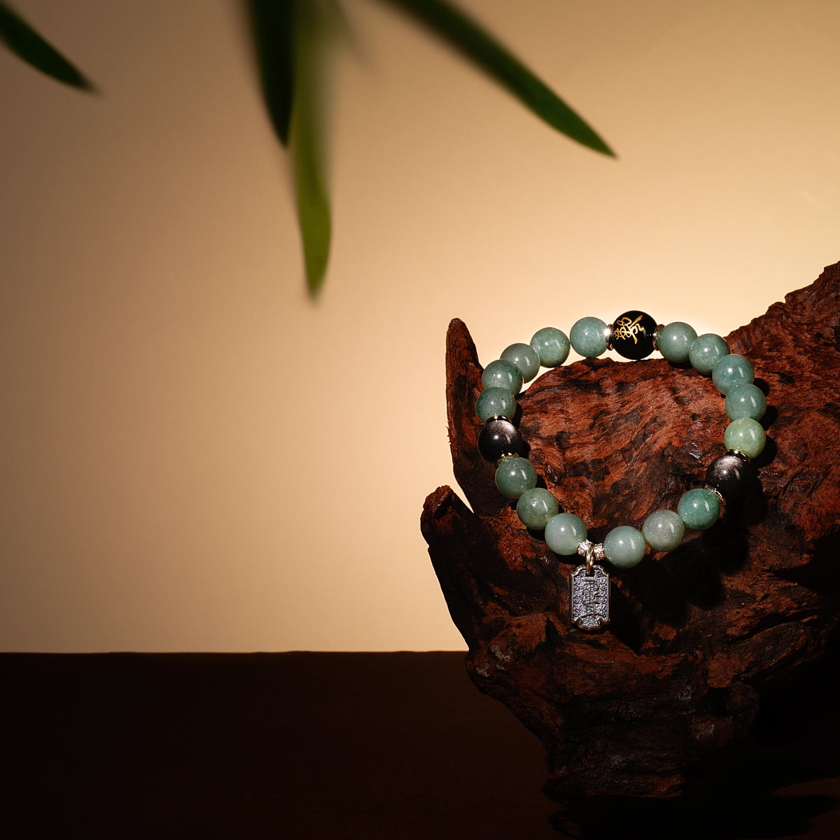 Bracelet For Wood Element Gentle & Balance -Jadeite & Black Obsidian & Black Agate