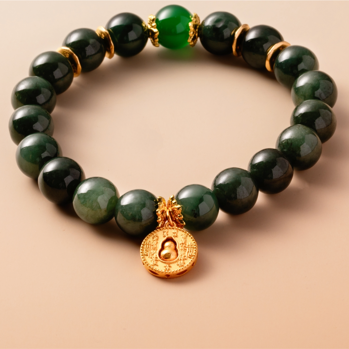 Bracelet For Wood Element Gentle & Balance Energy- Jadeite & Green Agate