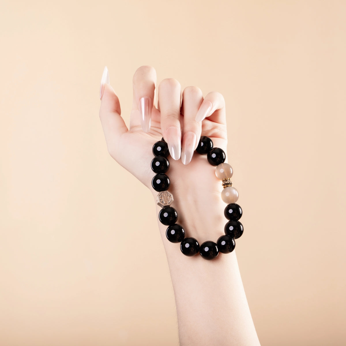 Bracelet For Water Element Gentle Balance Energy Black Agate & Moonstone