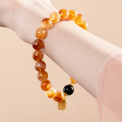 Bracelet For Earth Element Amplified Energy- Citrine & Jet