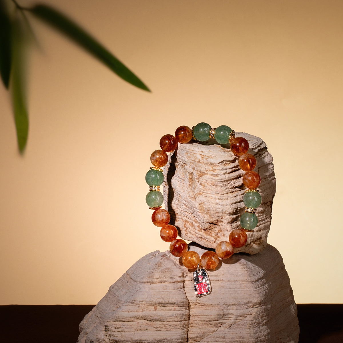 Bracelet For Earth Element Amplified Energy- Citrine & Strawberry Green Quartz