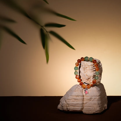 Bracelet For Earth Element Amplified Energy- Citrine & Strawberry Green Quartz