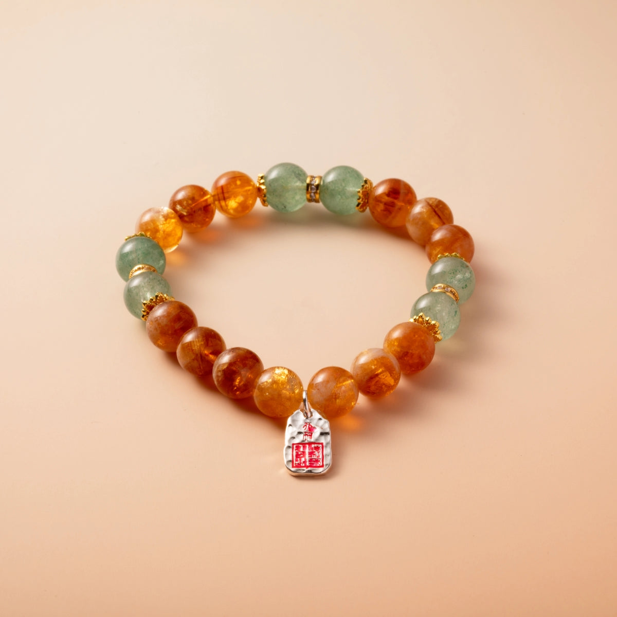 Bracelet For Earth Element Amplified Energy- Citrine & Strawberry Green Quartz
