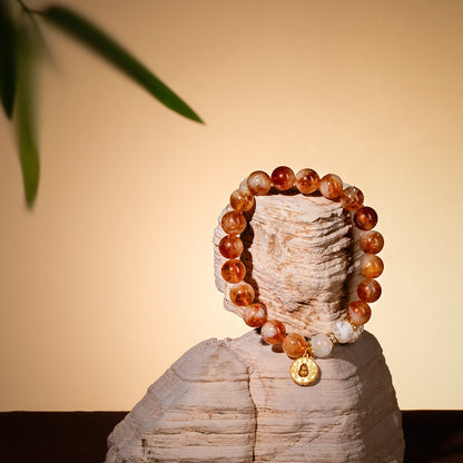 Bracelet For Earth Element Amplified Energy- Citrine & White Phantom Quartz