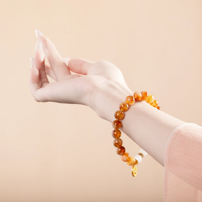 Bracelet For Earth Element Amplified Energy- Citrine & White Phantom Quartz