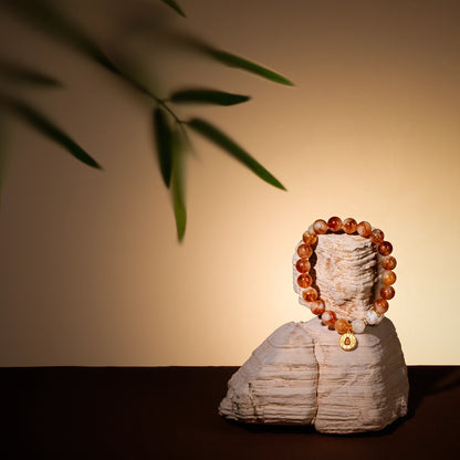 Bracelet For Earth Element Amplified Energy- Citrine & White Phantom Quartz
