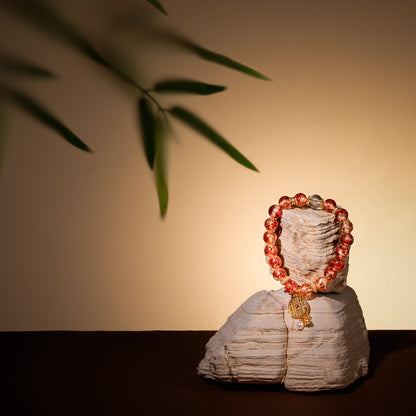 Bracelet For Earth Element Amplified Energy- Flower Amber & Clear Quartz