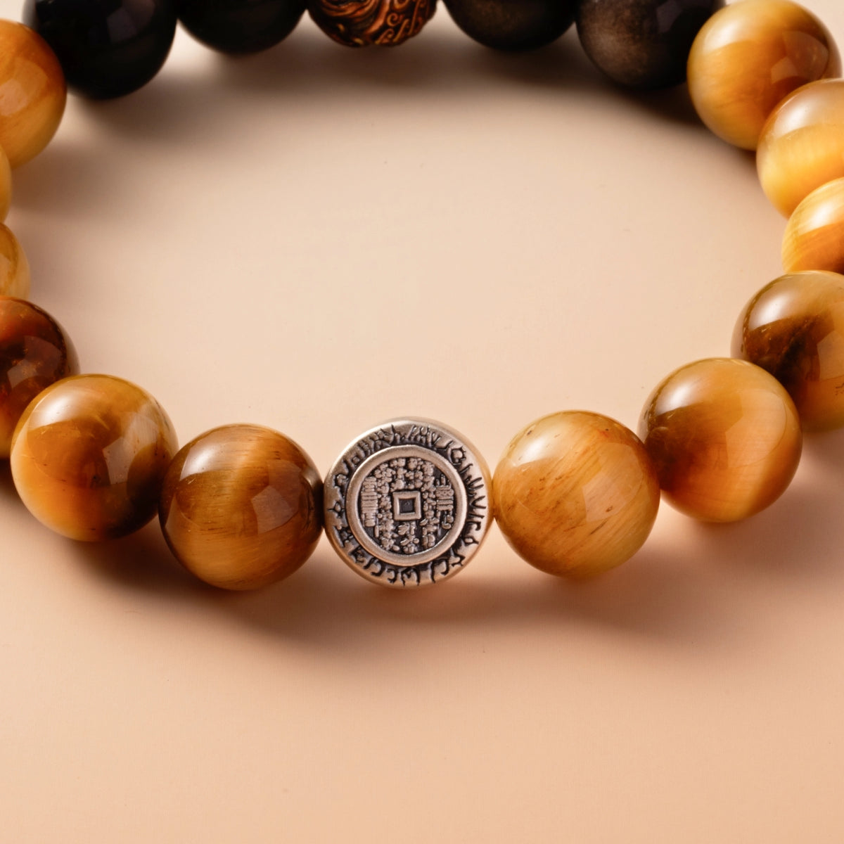 Bracelet For Earth Element Amplified Energy- Golden Tiger's Eye & Black Agate