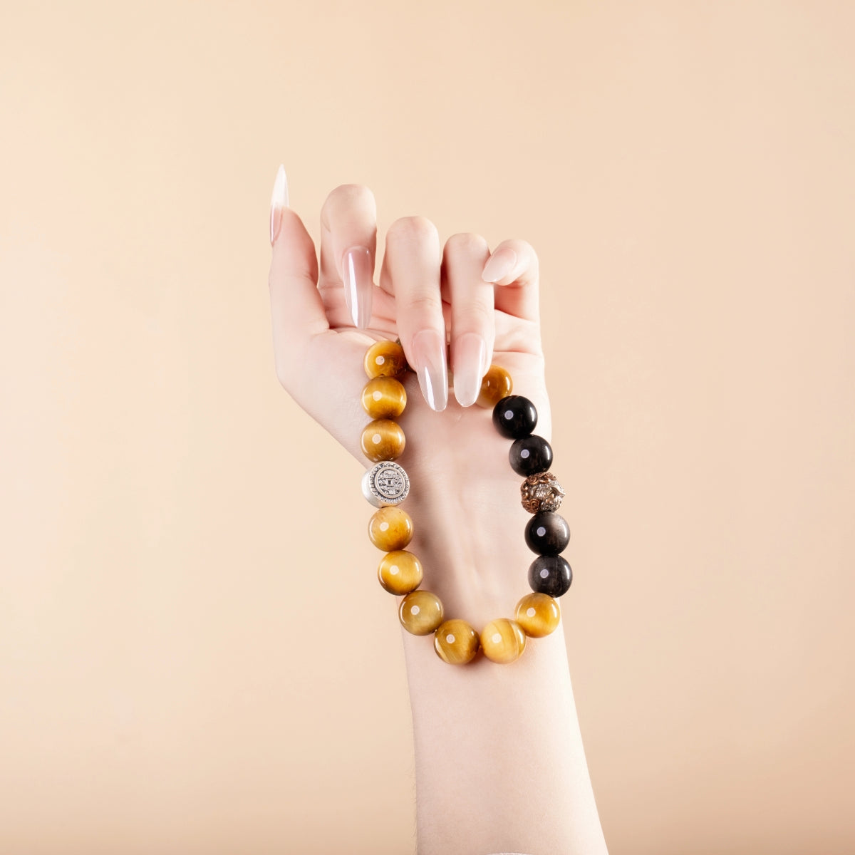 Bracelet For Earth Element Amplified Energy- Golden Tiger's Eye & Black Agate