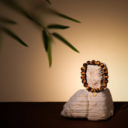 Bracelet For Earth Element Amplified Energy- Golden Tiger's Eye & Black Obsidian & Black Agate