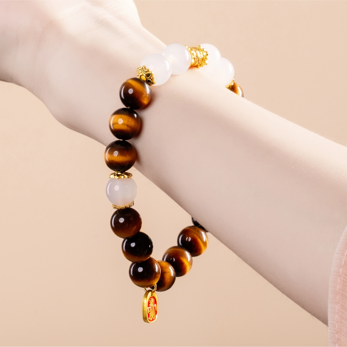 Bracelet For Earth Element Amplified Energy- Golden Tiger's Eye & Clear Quartz