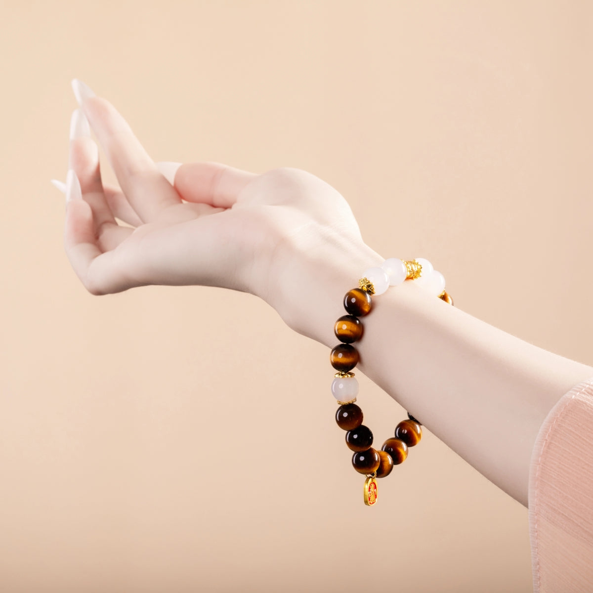 Bracelet For Earth Element Amplified Energy- Golden Tiger's Eye & Clear Quartz