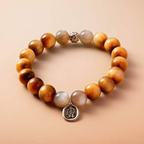 Bracelet For Earth Element Amplified Energy- Golden Tiger's Eye & Moonstone